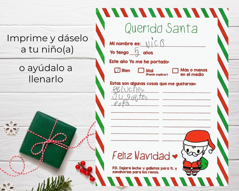 Carta a Santa en Español, Lista de deseos, Lista de Navidad para imprimir, Carta Querido San Nicolas image 3