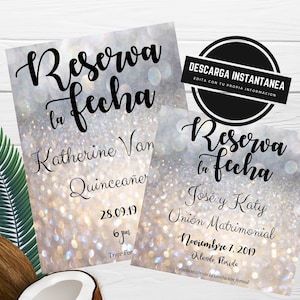 Reserva la Fecha Quinceañera, Sweet 16, Wedding, Birthday Party, Special Occasion Invitation Instant Digital Download Personalized