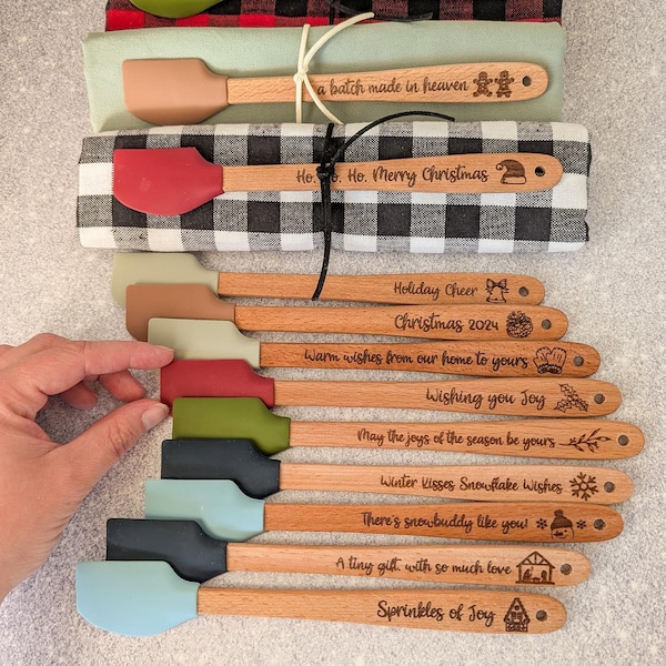 Christmas party favors for adults, Stocking stuffers for women, Laser engraved mini spatula,