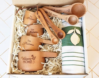 Housewarming gift basket, New home gift, Wedding gift for couple, Engagement gift box, Measuring cups and spoons,