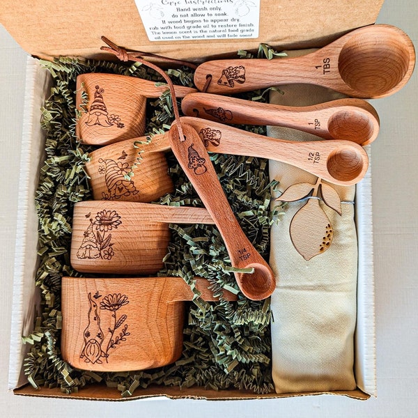 Measuring Cups & Spoons Baking Gift Set, Mom birthday gift, Gnome kitchen