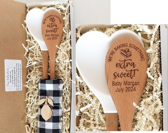 Pregnancy announcement gift box, Great grandparents pregnancy announcement, Engraved kitchen utensils, Baby announcement grandparent,