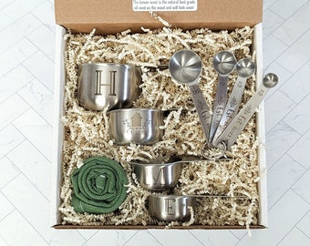 Housewarming Gift Basket, Stainless Steel Measuring Cups