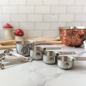 Mushroom Measuring Cups and Spoons: Stainless Steel Baking Gift
