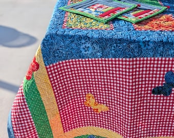 Outdoor tablecloth picnic set, Oven mitts, Unique potholders, Silverware holder,