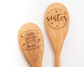 Engraved wooden spoons, Cooking spoon, 50th birthday gift for women, Sister birthday gift,