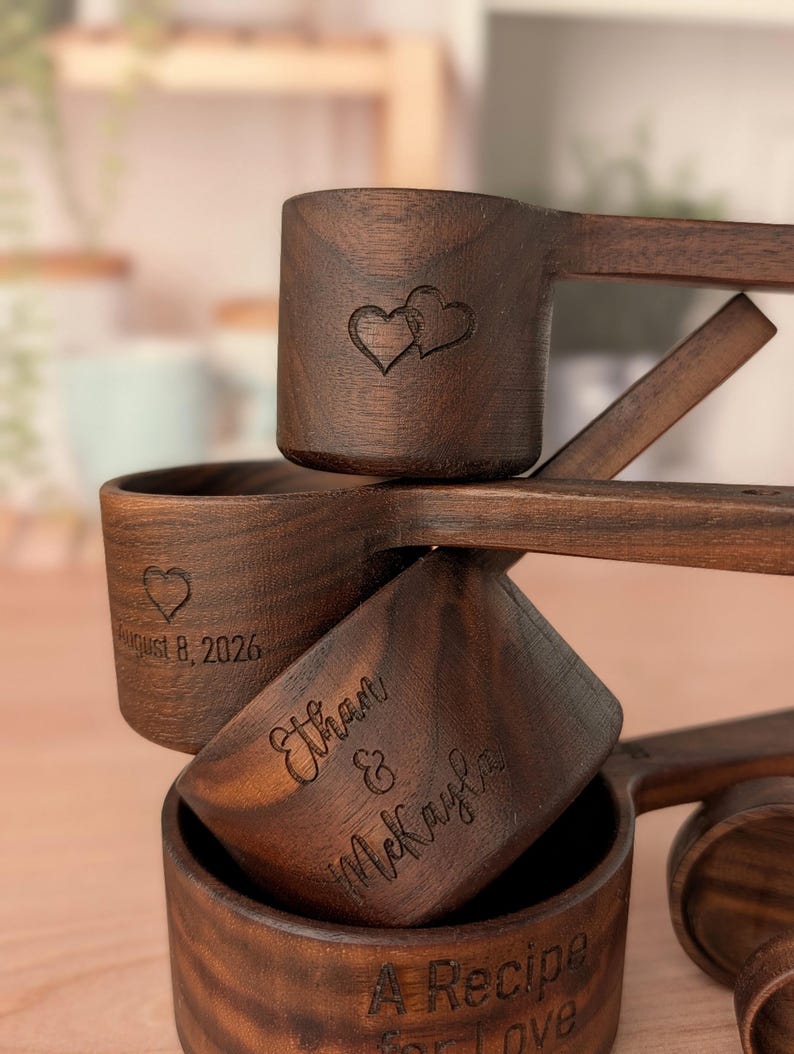 Personalized Measuring cups set: Wedding gift box for couple, Bridal shower gift basket image 4