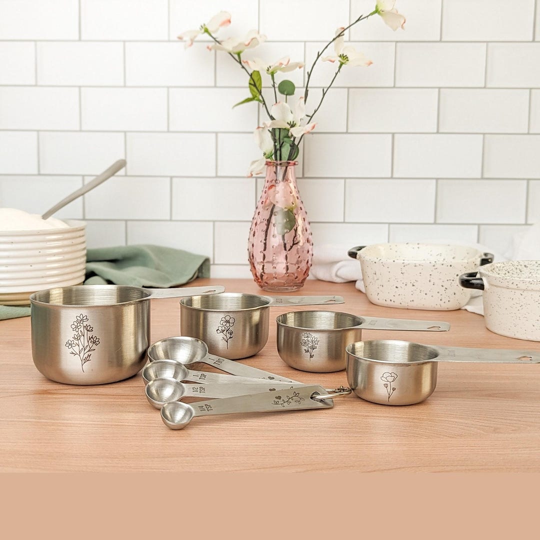 Wildflower Stainless Steel Measuring Cups & Spoons