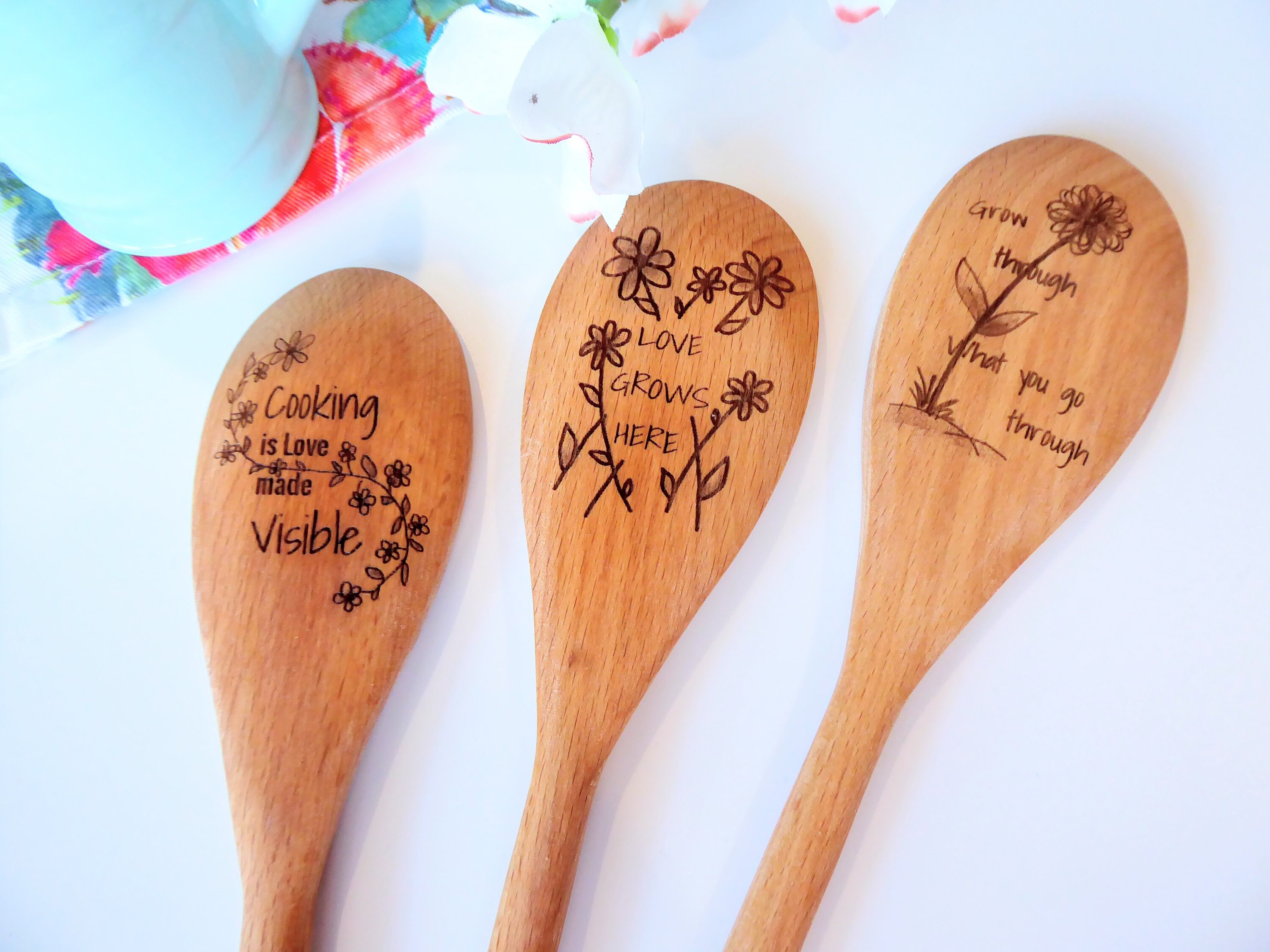 Engraved wooden spoons Cooking spoon Mom birthday gift from Etsy