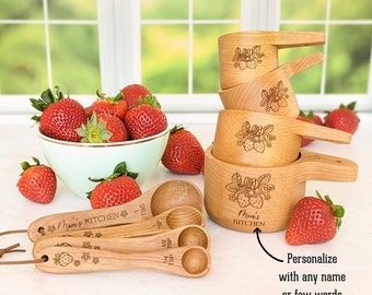 Measuring cups and spoons, Strawberry kitchen, Personalized gifts for mom, 60th birthday gifts for women, Baking gifts,