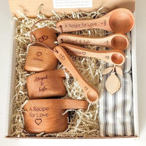 Personalized Measuring Cups & Spoons Set: Bridal Shower, Engagement, or Wedding Gift for Couple