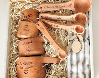 Personalized Measuring Cups & Spoons Set: Bridal Shower, Engagement, or Wedding Gift for Couple