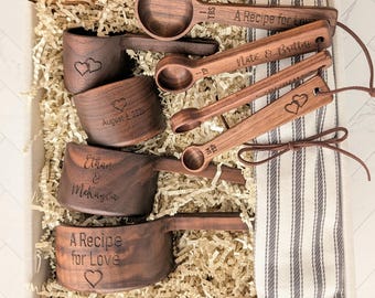 Personalized Measuring Cups & Spoons Set: Bridal Shower, Engagement, or Wedding Gift for Couple