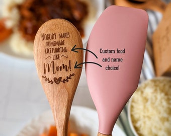 Engraved wooden spoon, Spatula, Creative personalized gifts, baking gift, Cooking gift, Mom birthday gift,