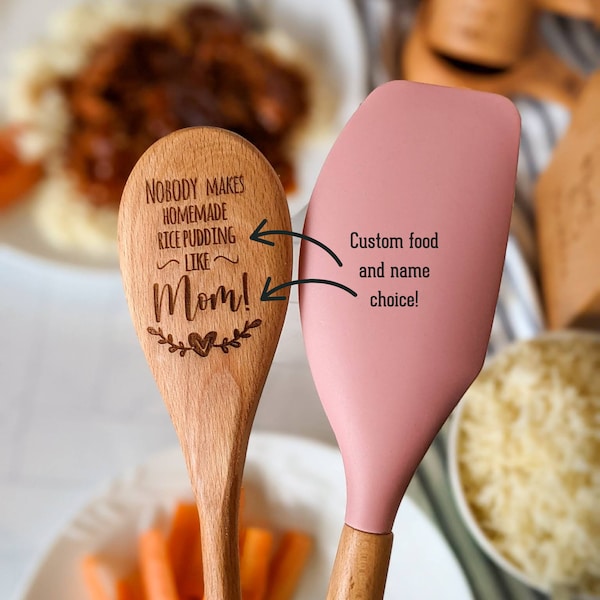 Engraved wooden spoon, Spatula, Creative personalized gifts, baking gift, Cooking gift, Mom birthday gift,