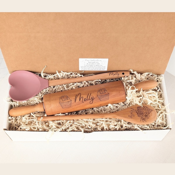 Engraved rolling pin, Gifts for teenage girls, Baking gifts, Cute teen gifts, Gift box,