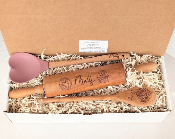 Engraved rolling pin, Gifts for teenage girls, Baking gifts, Cute teen gifts, Gift box,