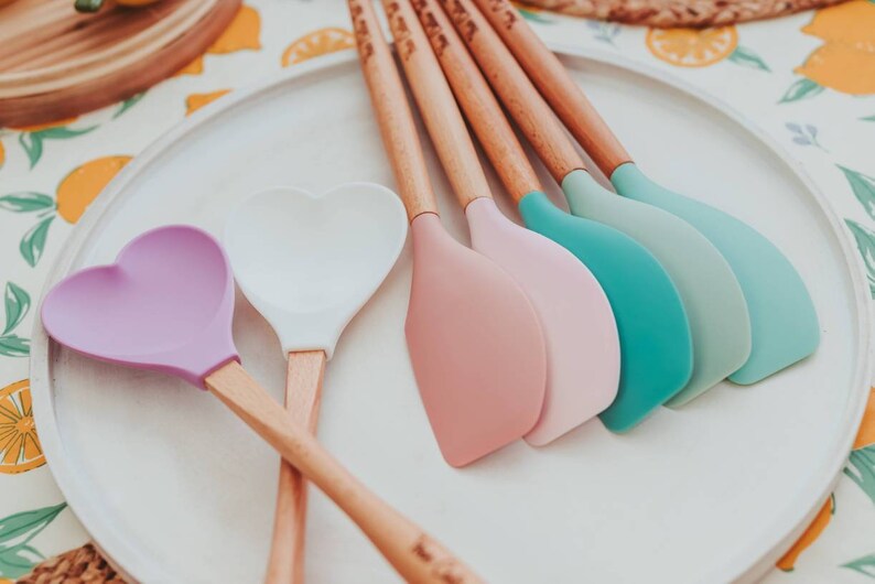 Wooden kitchen spatula, Silicone spatula, Personalized baking gifts, Mothers day gift from daughter, Mom gift, image 5