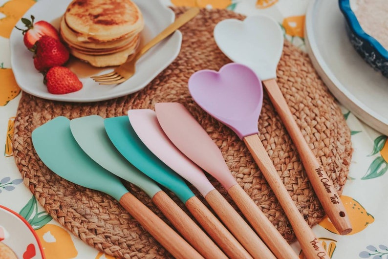 Wooden kitchen spatula, Silicone spatula, Personalized baking gifts, Mothers day gift from daughter, Mom gift, image 7