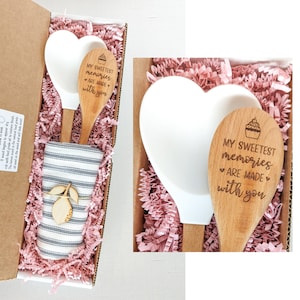 Birthday gift box, Engraved spatula, Personalized wooden spoon, Baking gifts, 60th birthday gifts for women, Mom gift,