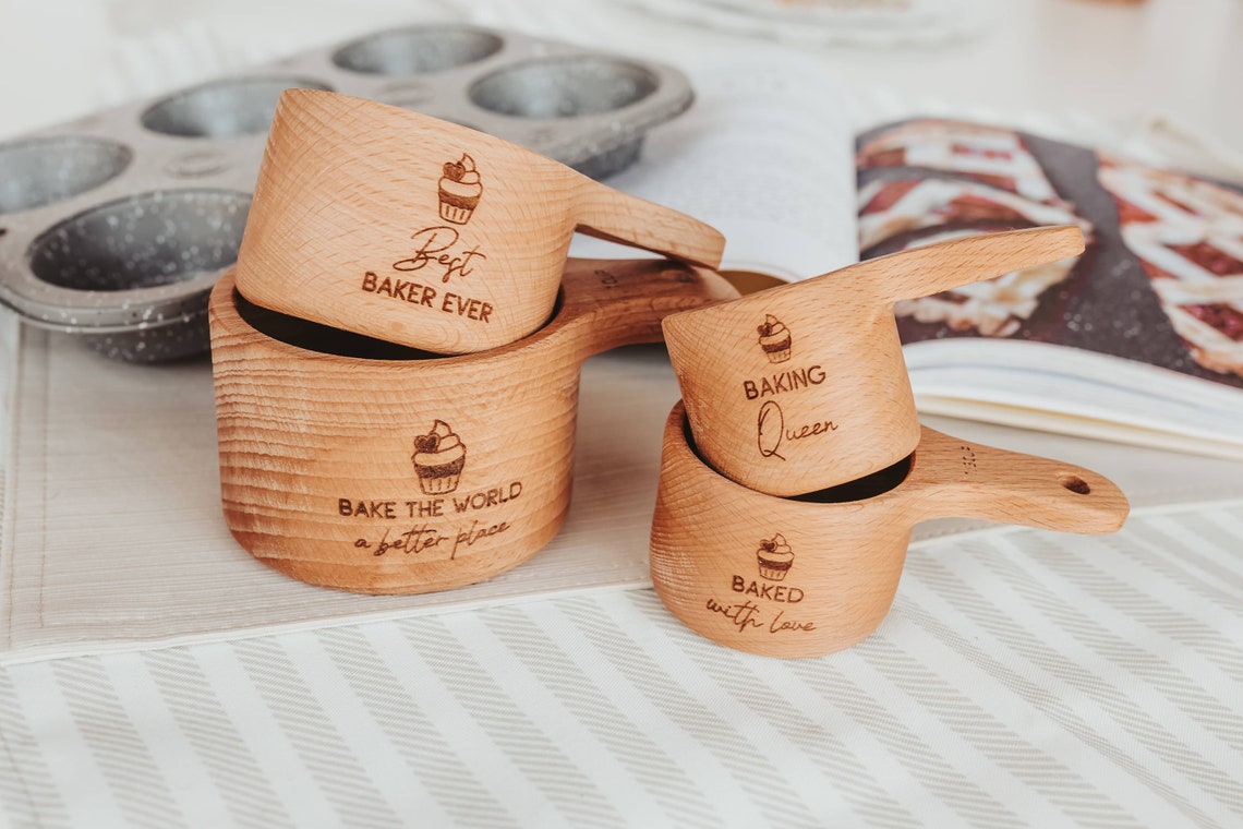 Wooden measuring cups Wood measuring spoons Baking gifts Etsy
