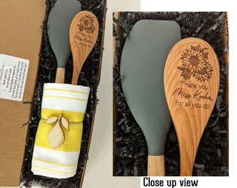 Teacher gift box, Silicone spatula, Teacher appreciation gift personalized, Sunflower gifts,