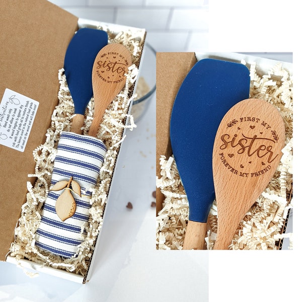 Sister gift box, Wooden cooking spatula, Personalized wooden spoons, Sister birthday gift, Sister gifts from sister,