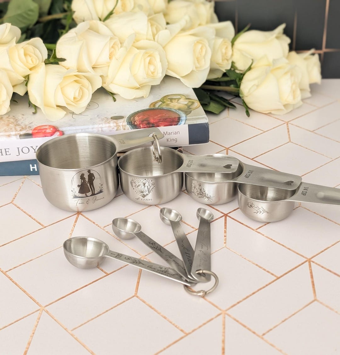 Engraved Stainless Steel Measuring Cups & Spoons Baking Gift Set ...