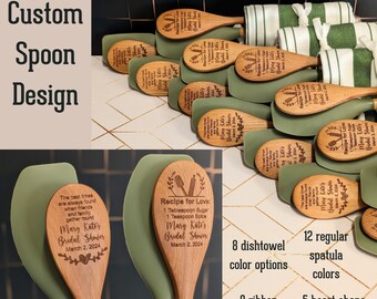 Bridal shower favors, Wedding favors for guests in bulk, Unique wedding favors, Bulk wooden spoons, Personalized spatula,