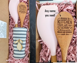 Engraved wooden spoons, Nana gift, Baking gifts, Grandma gift box,
