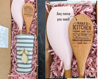 Engraved wooden spoons, Nana gift, Baking gifts, Grandma gift box,