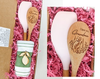 Grandma gift basket, Personalized wooden spoon, Baking gifts, Great grandma gift, Nana gift,