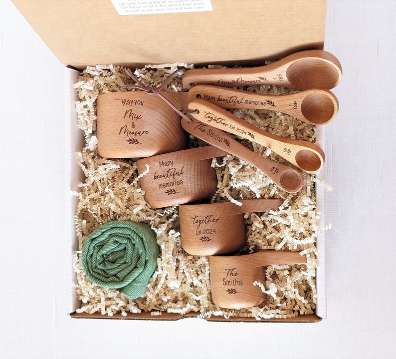 Engagement gift box for bride, Measuring cups and spoons, Bridal shower gift,