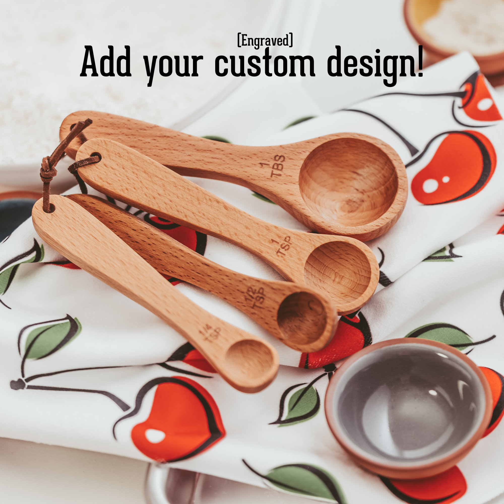 Christmas Wooden Measuring Cup and Spoon Set with Festive Designs Stackable  Measure Cups and Spoons with Comfortable Grips Essential Kitchen Gadgets