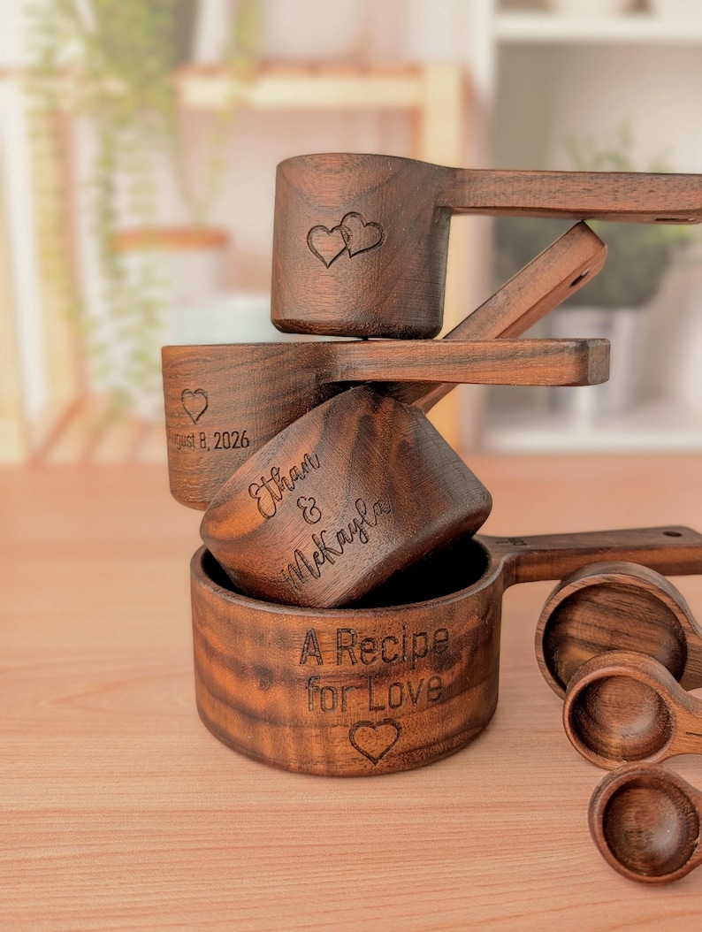 Personalized Measuring cups set: Wedding gift box for couple, Bridal shower gift basket image 8