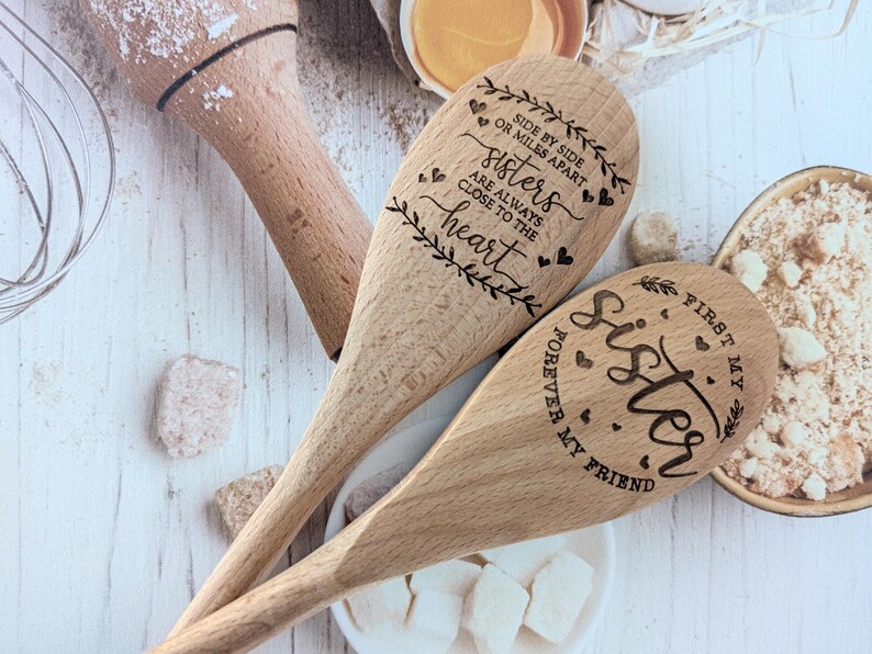 Personalized Beechwood Spoon: Laser Engraved Sister Gift image 16