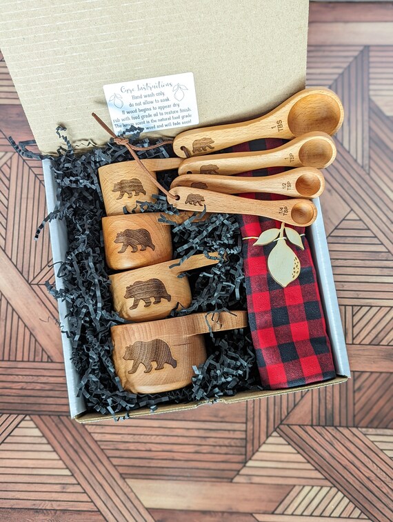 Christmas Gift Box, Wooden Measuring Cups, Measuring Spoons, Baking Gifts,  Employee Christmas Gifts, 