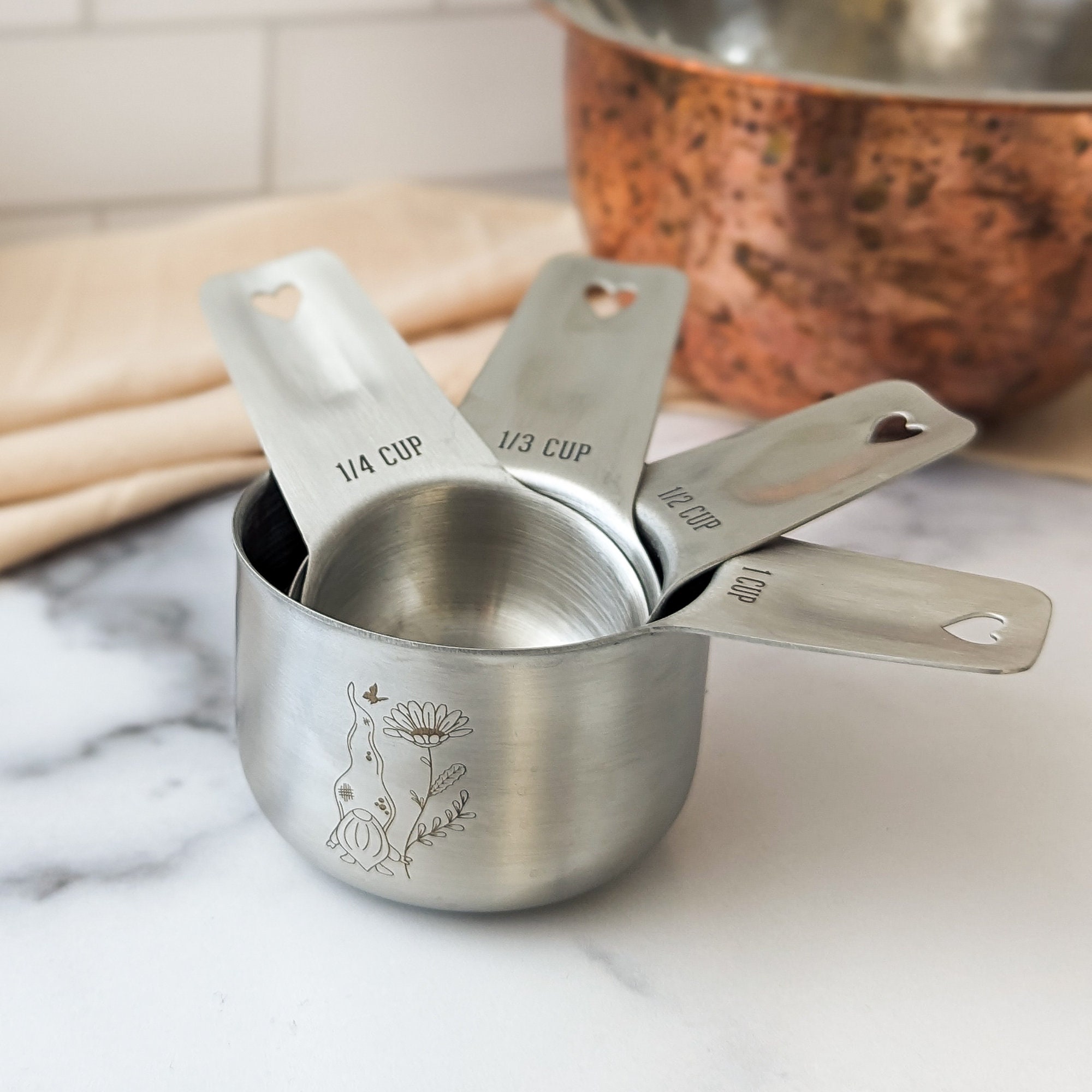 Styled Settings White & Gold Stainless Steel Measuring Cups and Spoons Set  