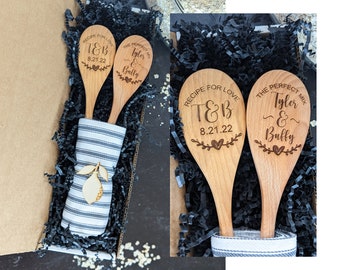 Engagement gift box, Personalized wooden spoon, Bridal shower gift, Wedding gift box, Bride gift from bridesmaid,