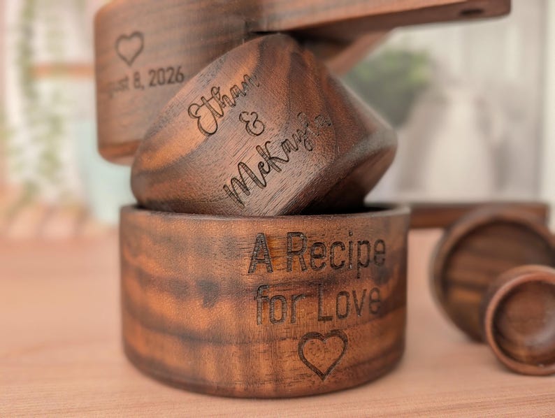 Personalized Measuring cups set: Wedding gift box for couple, Bridal shower gift basket image 6
