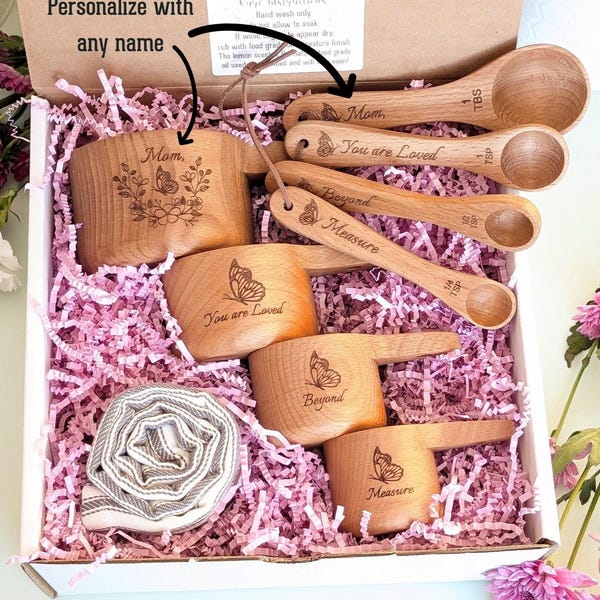 Mothers day Personalized Baking Gift Set of Measuring Cups & Spoons, Useful Unique gift