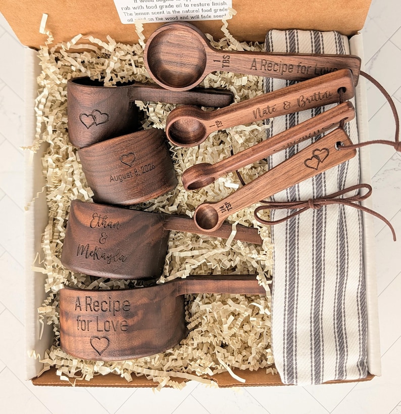 Personalized Measuring cups set: Wedding gift box for couple, Bridal shower gift basket image 5