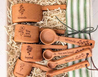 Wooden Measuring Cup & Spoon Gift Set: Housewarming Realtor Closing Gift