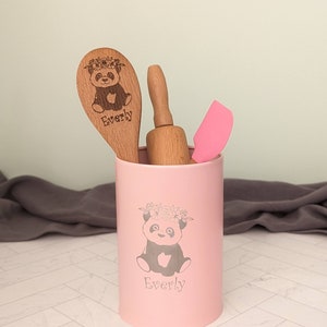 Wooden kitchen toys, Panda, Personalized baking gifts, Toddler toys girls, Niece gift from aunt,