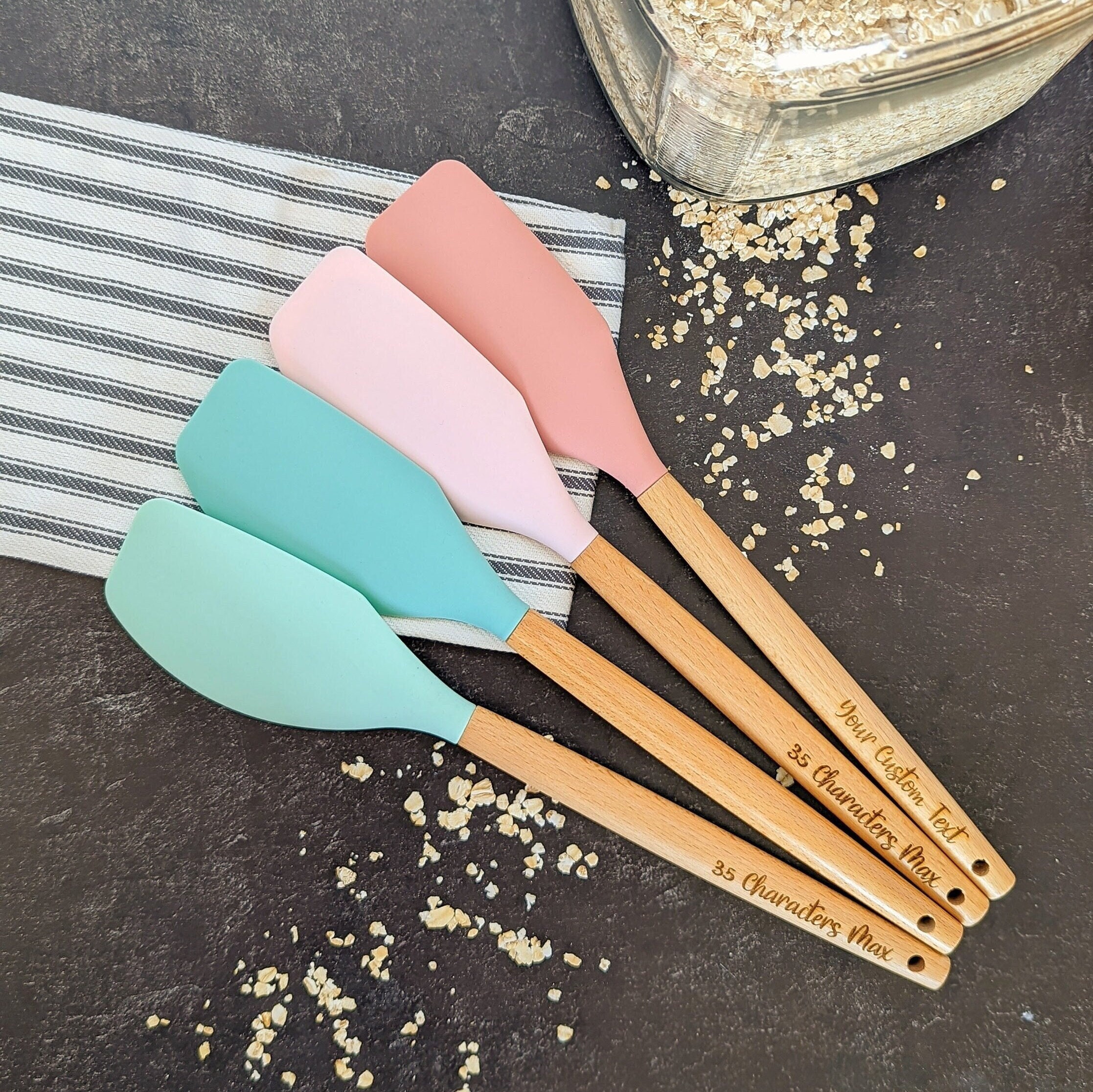 Wooden Cooking Spatula, Silicone Spatula, Wooden Utensils, Baking Gifts,  Bridal Shower Gift, 