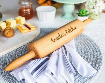 Custom Engraved Rolling Pin: Beechwood Bridal Shower Gift