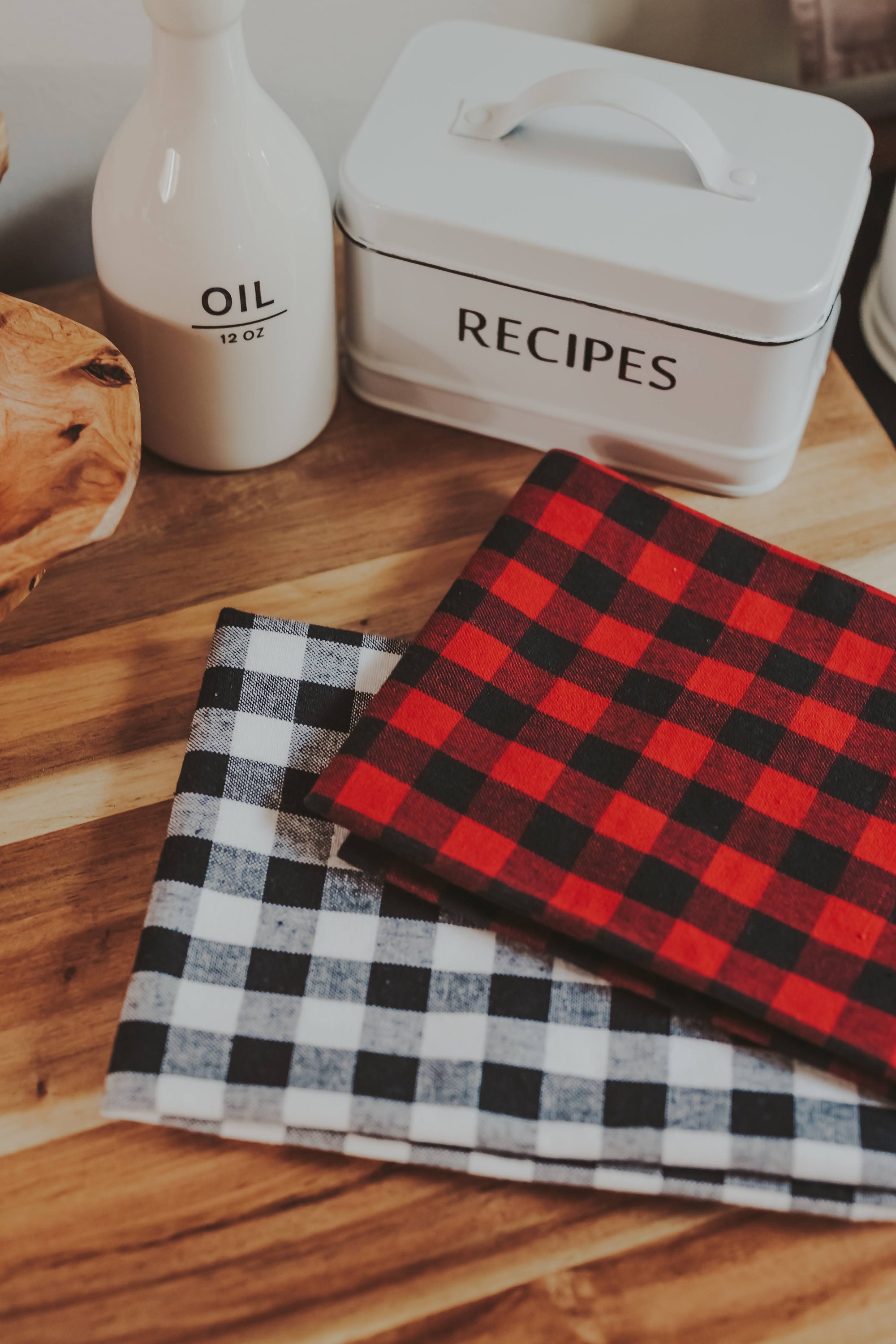 Red & Black Buffalo Check Kitchen Towels, Set of 6