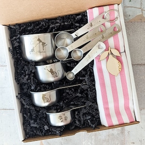 Measuring cups, Cat lover gift, Gift basket for women, Cat mom,