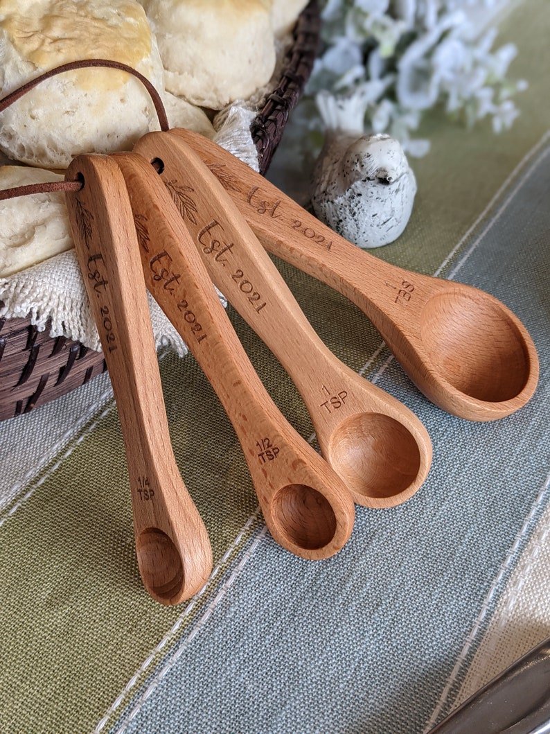 Housewarming gift basket, Wood measuring cups, Measuring spoons, Realtor closing gift for buyer, image 4