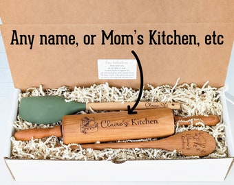 Mothers day gift box, Baking gifts, Mothers day gift from daughter, Engraved rolling pin, Kitchen utensils,